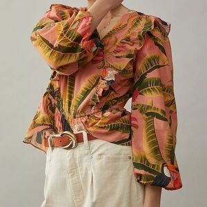 Anthropologie Farm Rio Yasmine ruffled blouse S